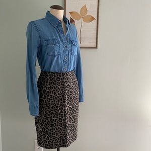 CABI Leopard Print Pencil Skirt